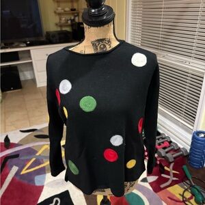 Emilio Pepe Black Sweater with Colorful Dots size M/L